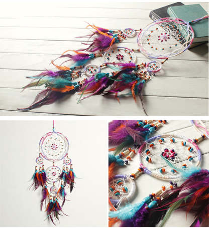 Indoor Colorful Feather Dream Catcher Wall Ornament - Noogni