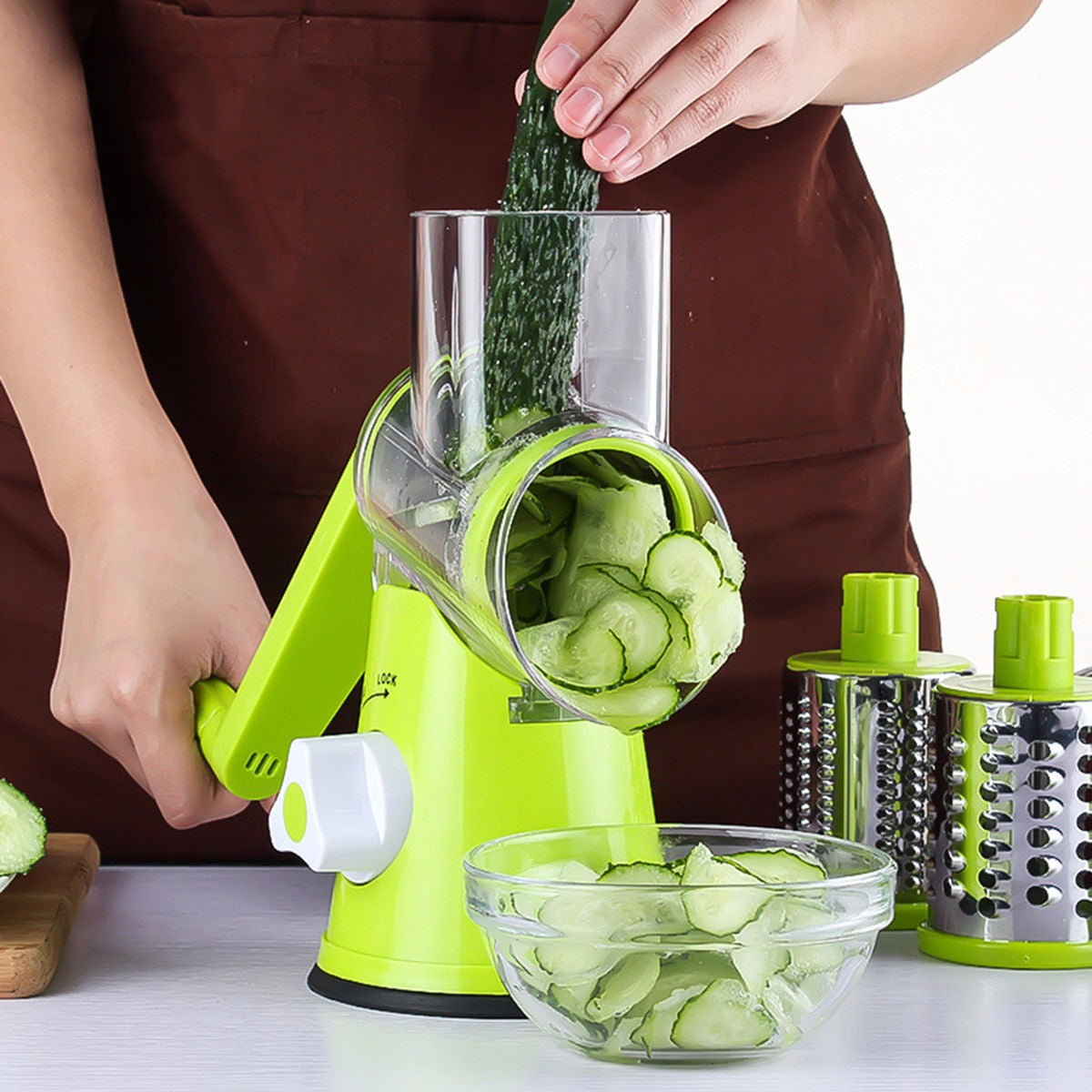 Round Mandoline Vegetable Cutter with Interchangeable Blades - Noogni