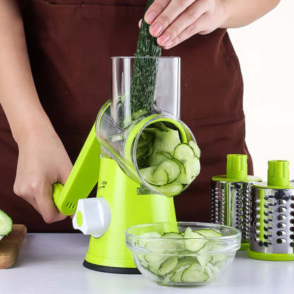 Round Mandoline Vegetable Cutter with Interchangeable Blades - Noogni