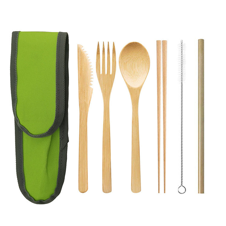 Portable Bamboo Travel Cutlery Set with Chopsticks and Straw - Noogni