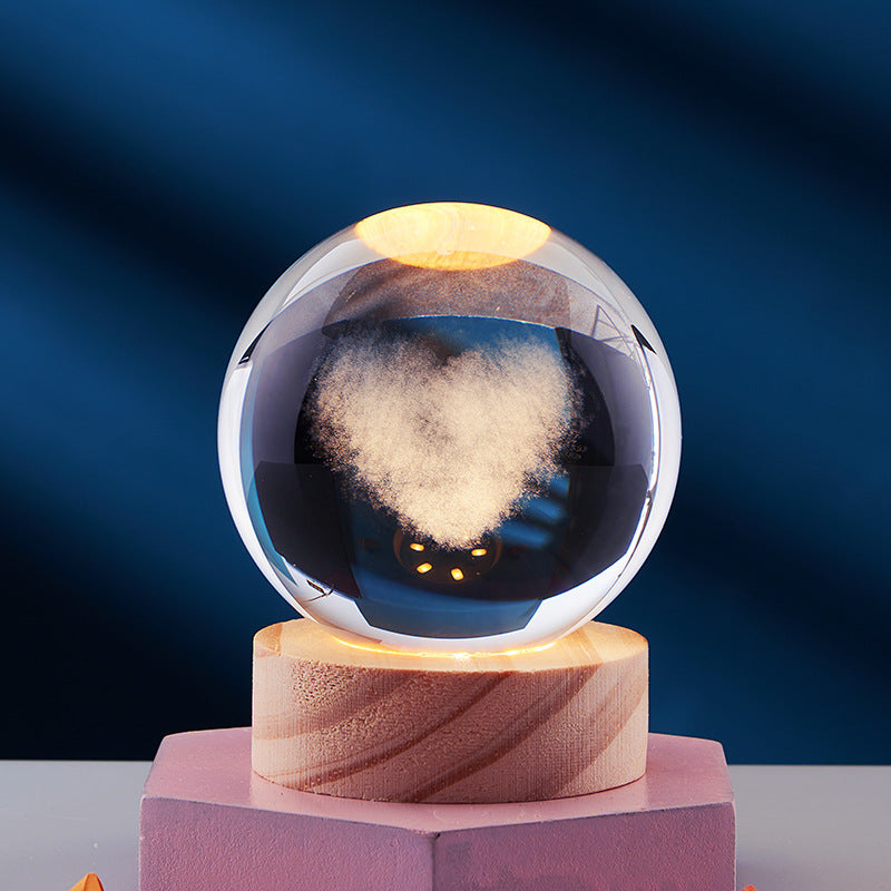 3D Crystal Ball Solar System Night Light with Warm Glow - Noogni
