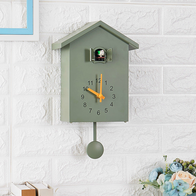 House-Shaped Decorative Wall Clock with Cuckoo Bird Design - Noogni