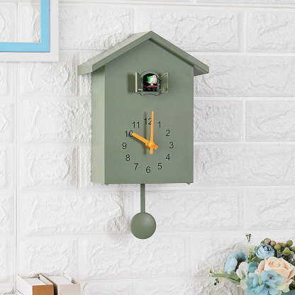 House-Shaped Decorative Wall Clock with Cuckoo Bird Design - Noogni