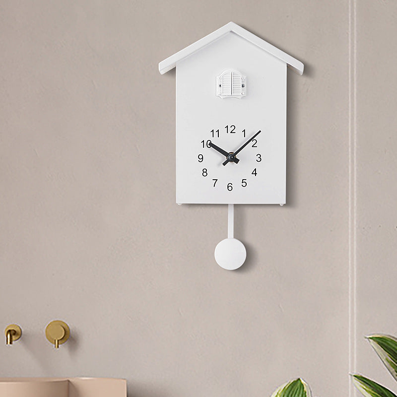 House-Shaped Decorative Wall Clock with Cuckoo Bird Design - Noogni