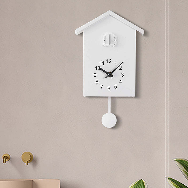 House-Shaped Decorative Wall Clock with Cuckoo Bird Design - Noogni