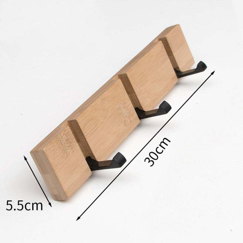 Foldable Wooden Wall Mounted Coat Hook with Stainless Steel Hooks - Noogni