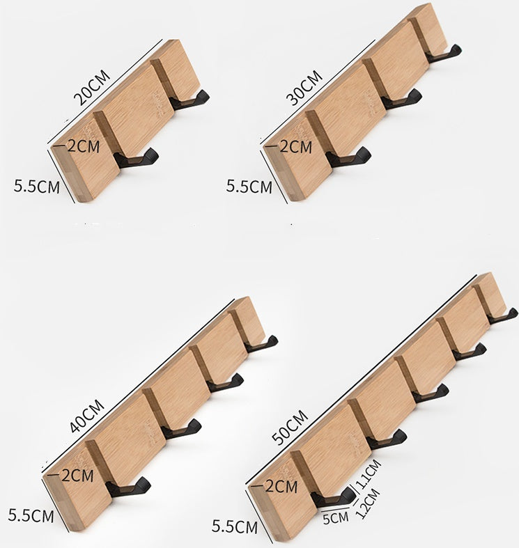 Foldable Wooden Wall Mounted Coat Hook with Stainless Steel Hooks - Noogni