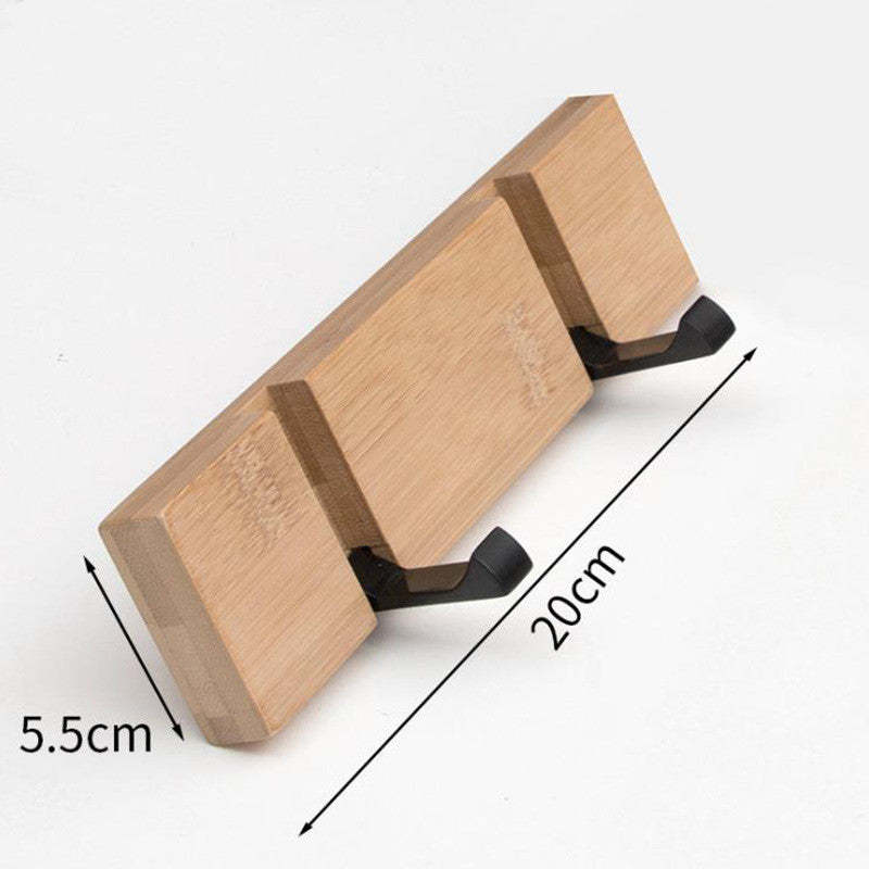 Foldable Wooden Wall Mounted Coat Hook with Stainless Steel Hooks - Noogni