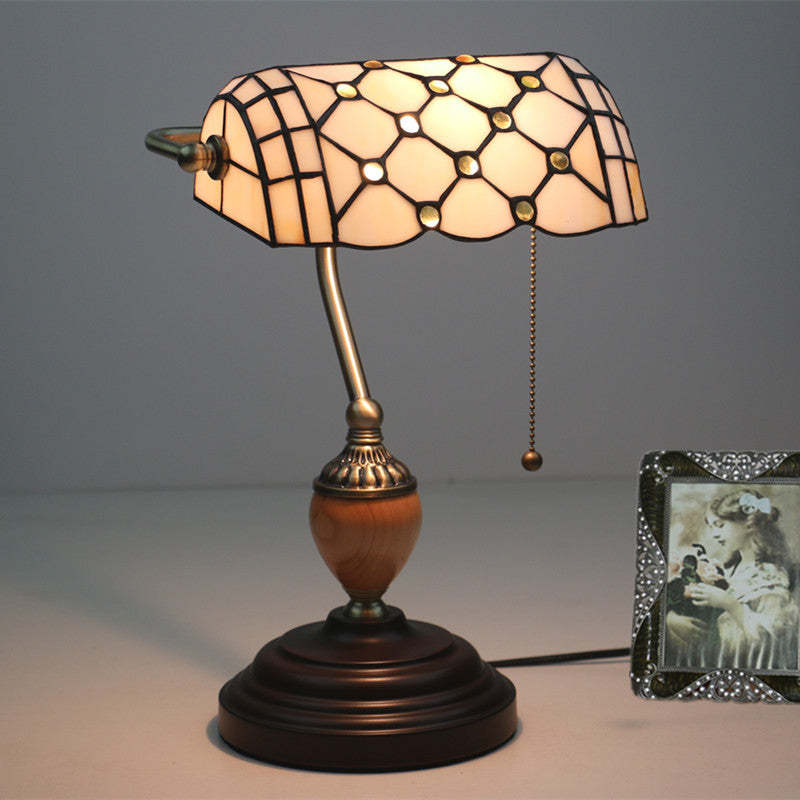Noogni™ Retro Banker’s Stained Glass Desk Lamp - Noogni
