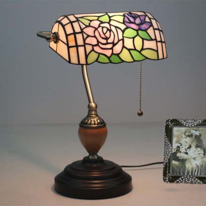 Noogni™ Retro Banker’s Stained Glass Desk Lamp - Noogni