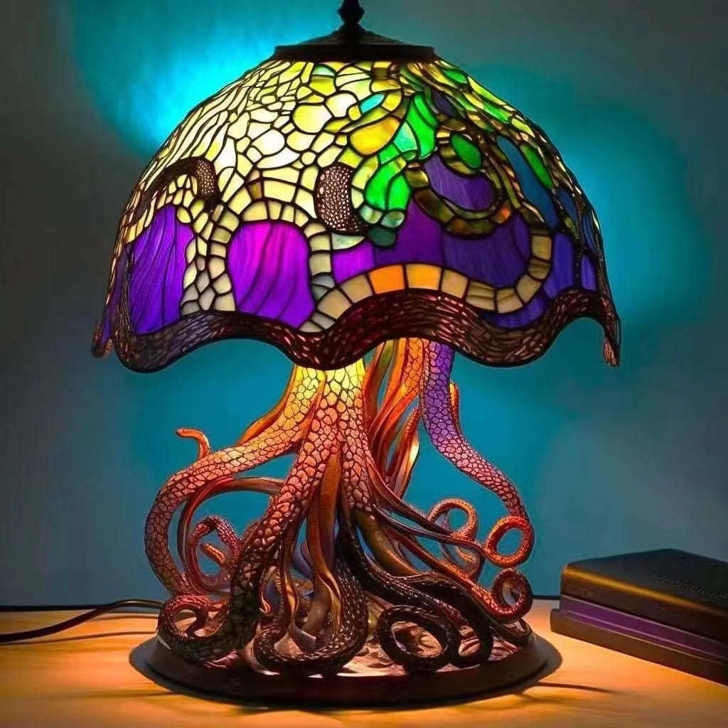 Colored Glass Mushroom Desk Lamp Decorative Table Light - Noogni