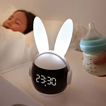 Bunny Night Light Alarm Clock with Rechargeable Battery - Noogni