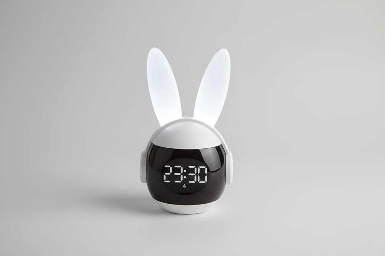 Bunny Night Light Alarm Clock with Rechargeable Battery - Noogni