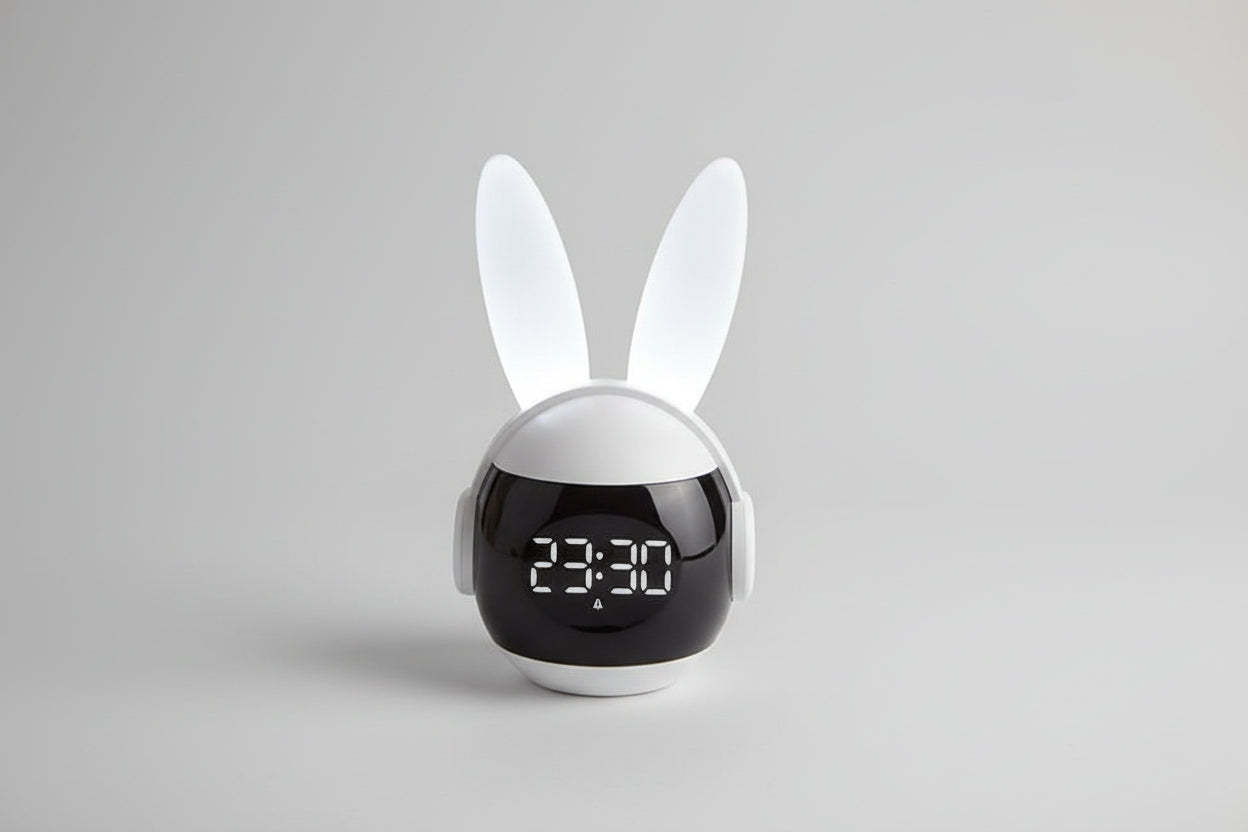 Bunny Night Light Alarm Clock with Rechargeable Battery - Noogni