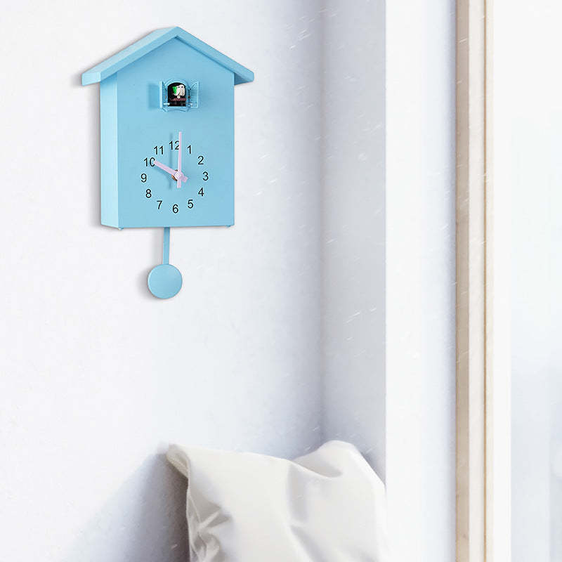 House-Shaped Decorative Wall Clock with Cuckoo Bird Design - Noogni