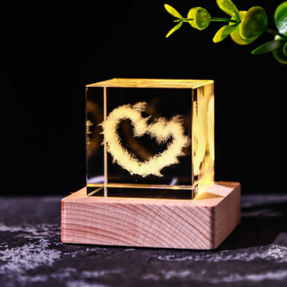 Galaxy Crystal Cube Night Light with Wooden Base - Noogni