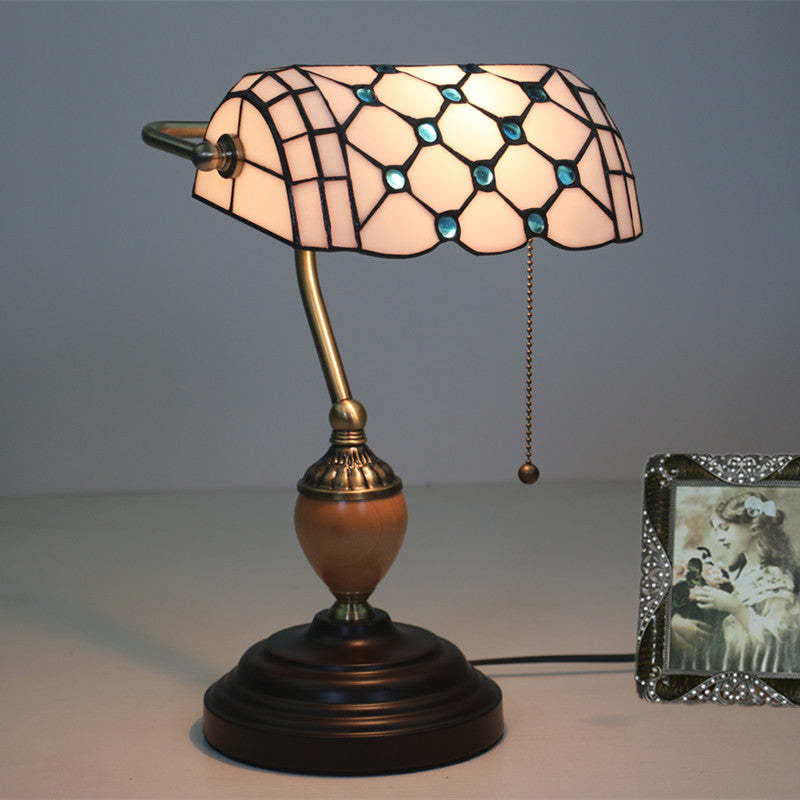 Noogni™ Retro Banker’s Stained Glass Desk Lamp - Noogni