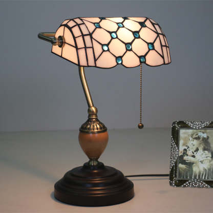 Noogni™ Retro Banker’s Stained Glass Desk Lamp - Noogni