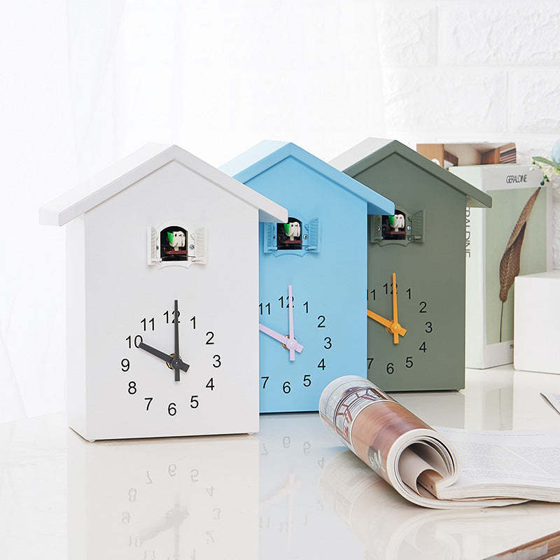 House-Shaped Decorative Wall Clock with Cuckoo Bird Design - Noogni