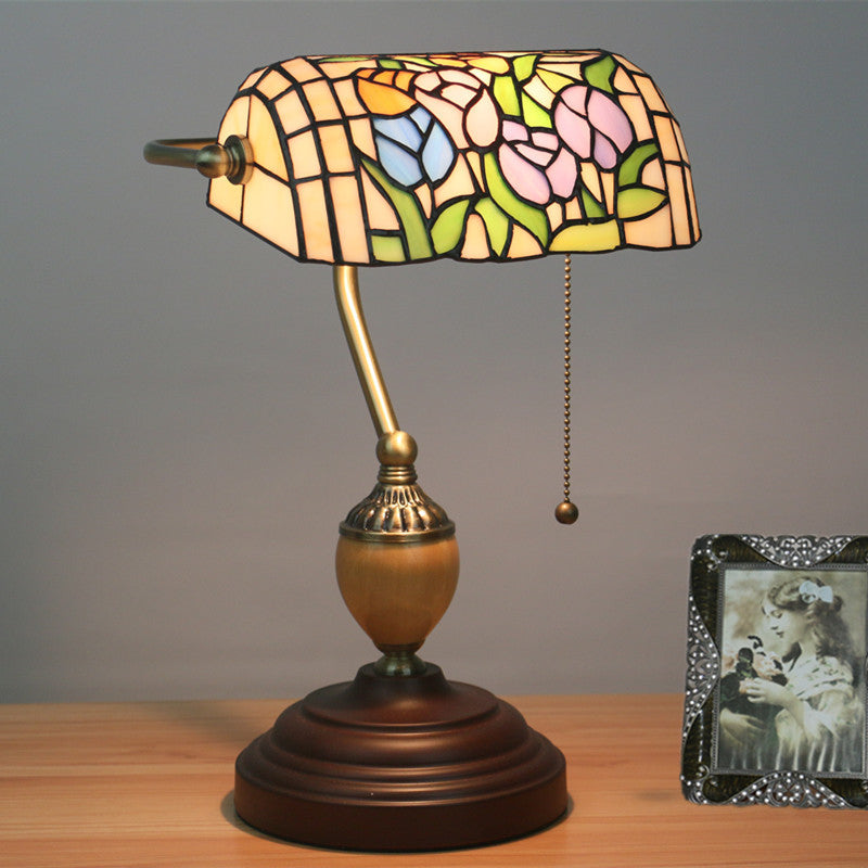 Noogni™ Retro Banker’s Stained Glass Desk Lamp - Noogni