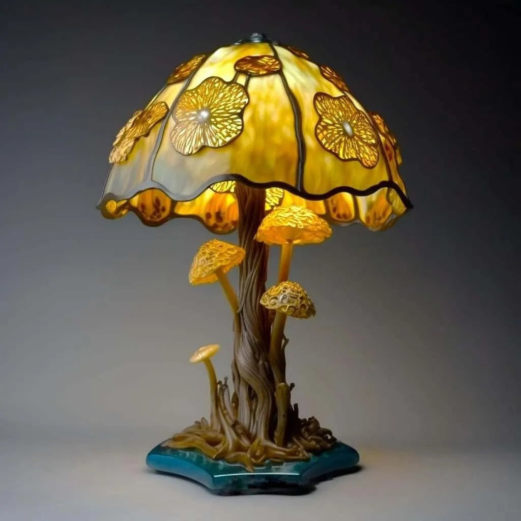 Colored Glass Mushroom Desk Lamp Decorative Table Light - Noogni