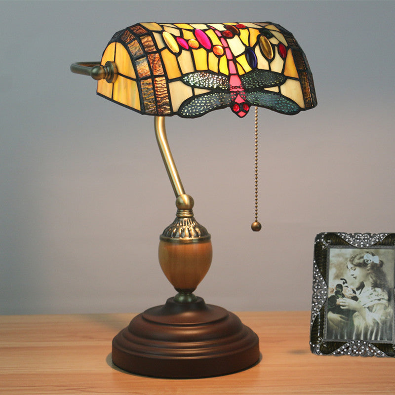 Noogni™ Retro Banker’s Stained Glass Desk Lamp - Noogni