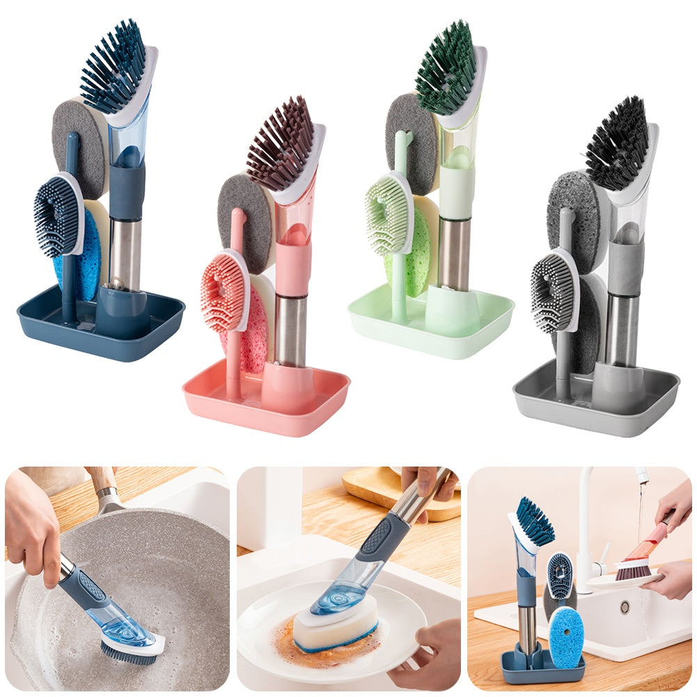 Multifunctional Dish Brush with Soap Dispenser and Long Handle - Noogni
