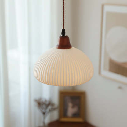 Vintage Chinese Japanese Pumpkin Ceramic Pendant Lamp - Noogni