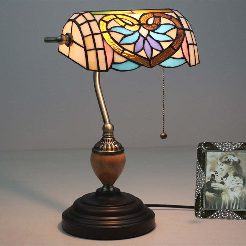 Noogni™ Retro Banker’s Stained Glass Desk Lamp - Noogni