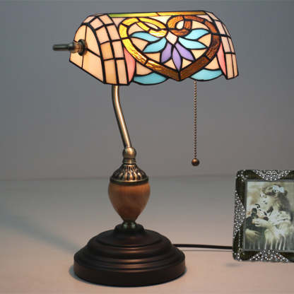 Noogni™ Retro Banker’s Stained Glass Desk Lamp - Noogni