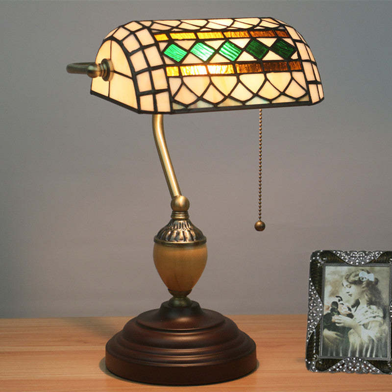 Noogni™ Retro Banker’s Stained Glass Desk Lamp - Noogni