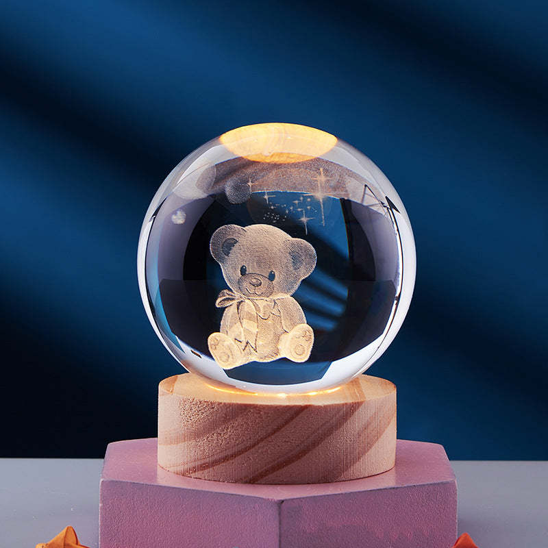 3D Crystal Ball Solar System Night Light with Warm Glow - Noogni
