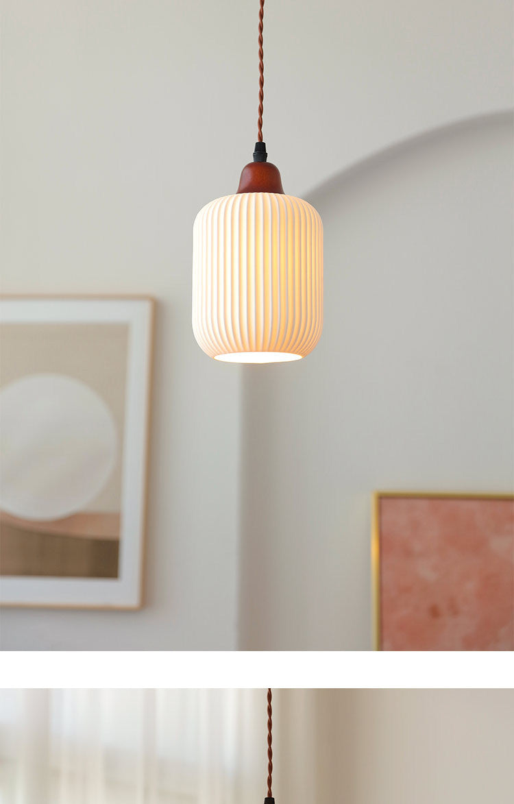 Vintage Chinese Japanese Pumpkin Ceramic Pendant Lamp - Noogni