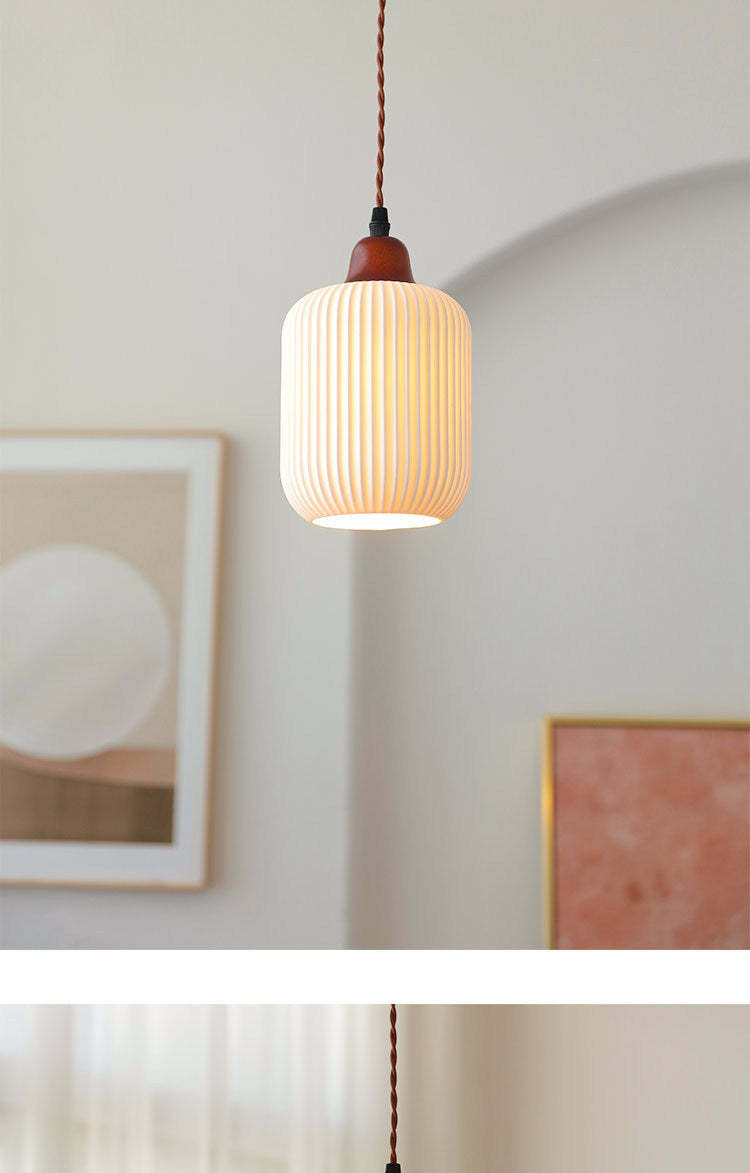 Vintage Chinese Japanese Pumpkin Ceramic Pendant Lamp - Noogni