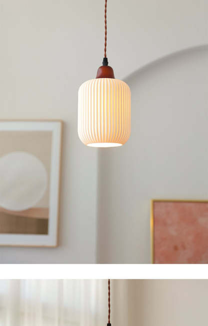 Vintage Chinese Japanese Pumpkin Ceramic Pendant Lamp - Noogni