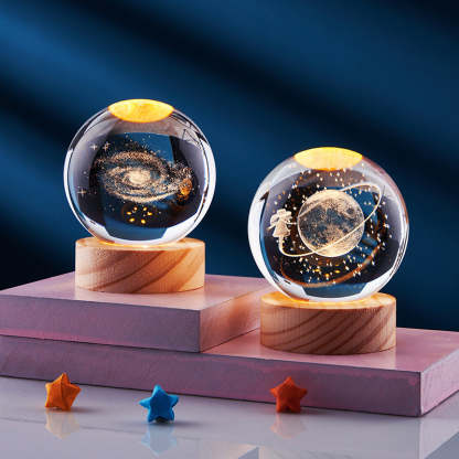 3D Crystal Ball Solar System Night Light with Warm Glow - Noogni
