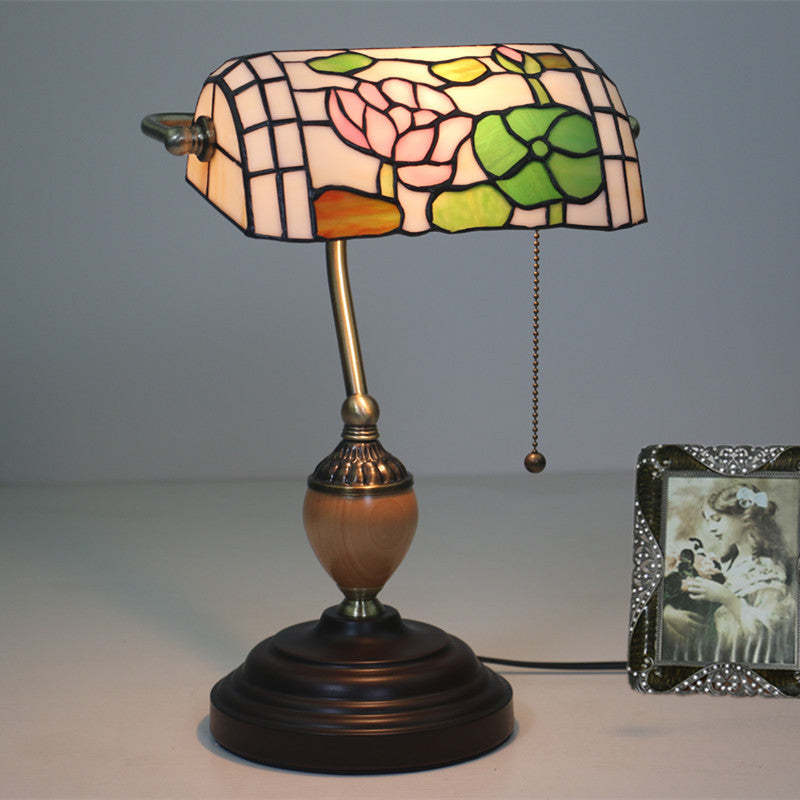 Noogni™ Retro Banker’s Stained Glass Desk Lamp - Noogni