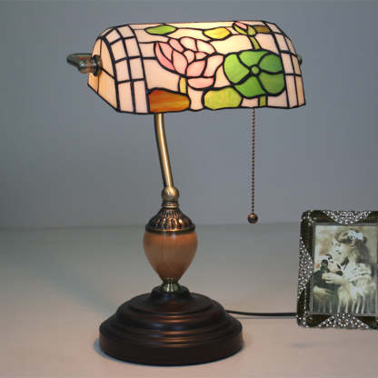 Noogni™ Retro Banker’s Stained Glass Desk Lamp - Noogni