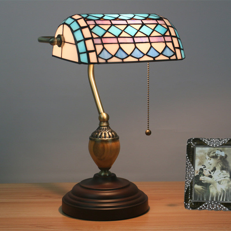 Noogni™ Retro Banker’s Stained Glass Desk Lamp - Noogni