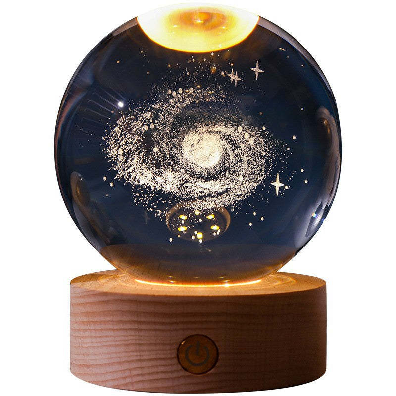 3D Crystal Ball Solar System Night Light with Warm Glow - Noogni