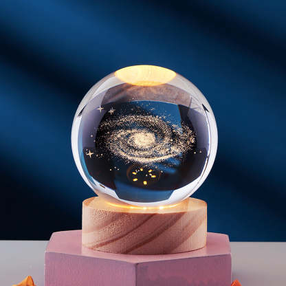 3D Crystal Ball Solar System Night Light with Warm Glow - Noogni