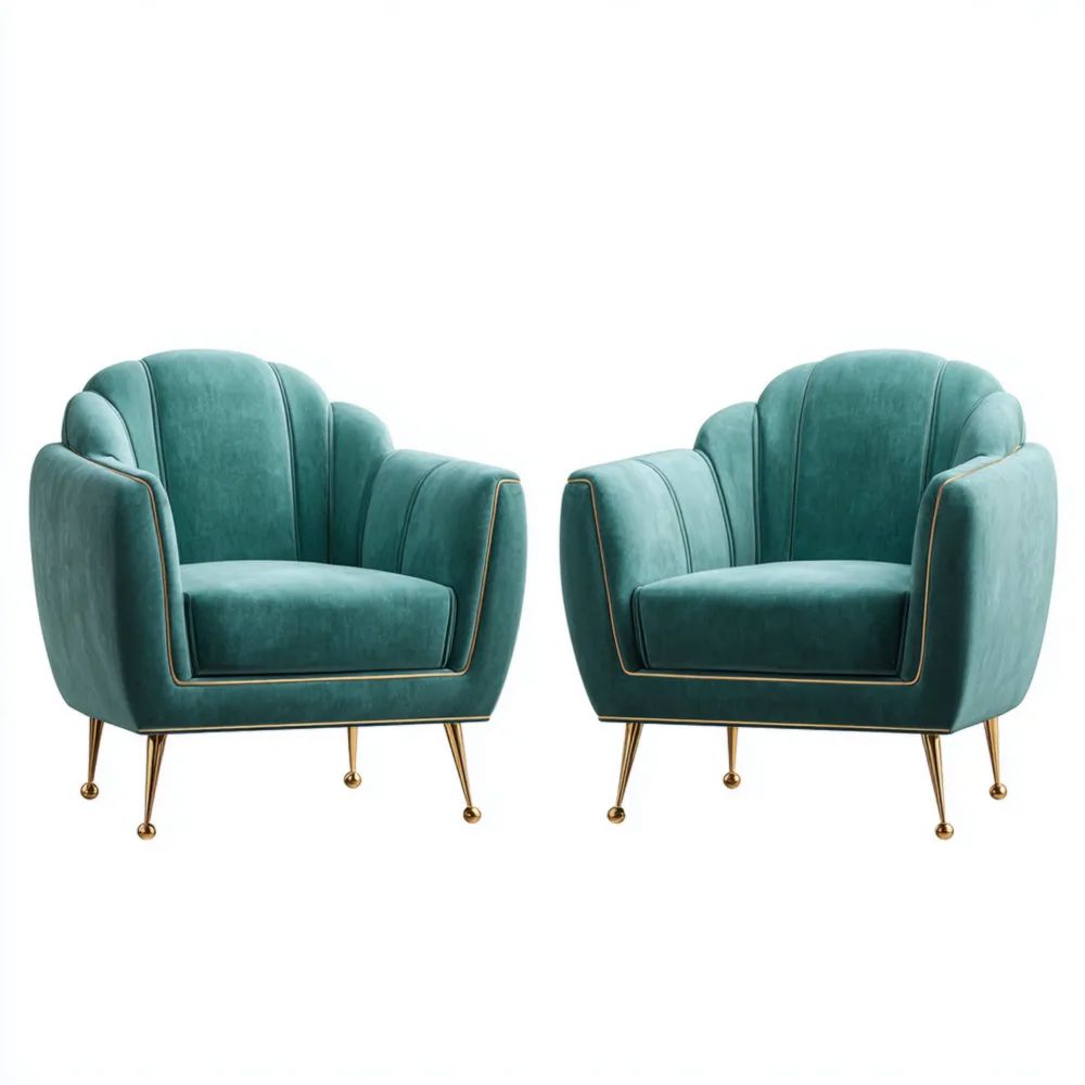 Fauteuils en Velours 75x70x80 cm - Vert - Design Moderne-Decoelivo