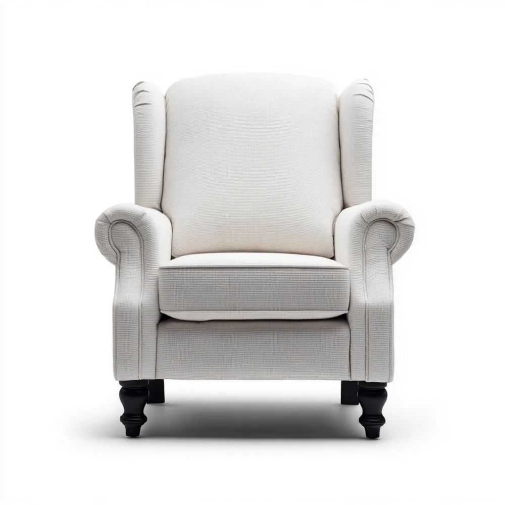 Fauteuil oreiller en tissu 80x90x100 cm - Blanc cassé - Style classique-Decoelivo