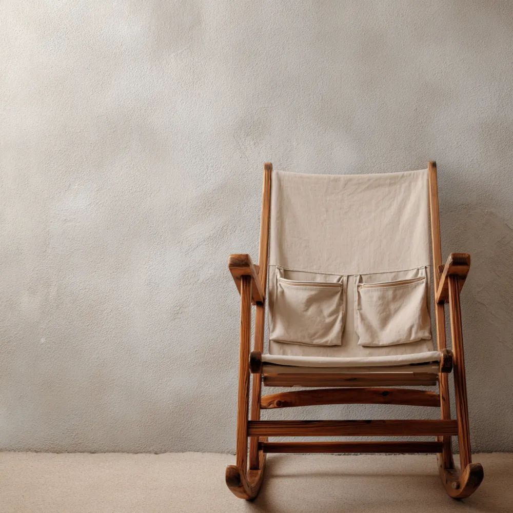 Fauteuil à bascule en bois de hêtre 65x75x95 cm – Toile Beige-Decoelivo