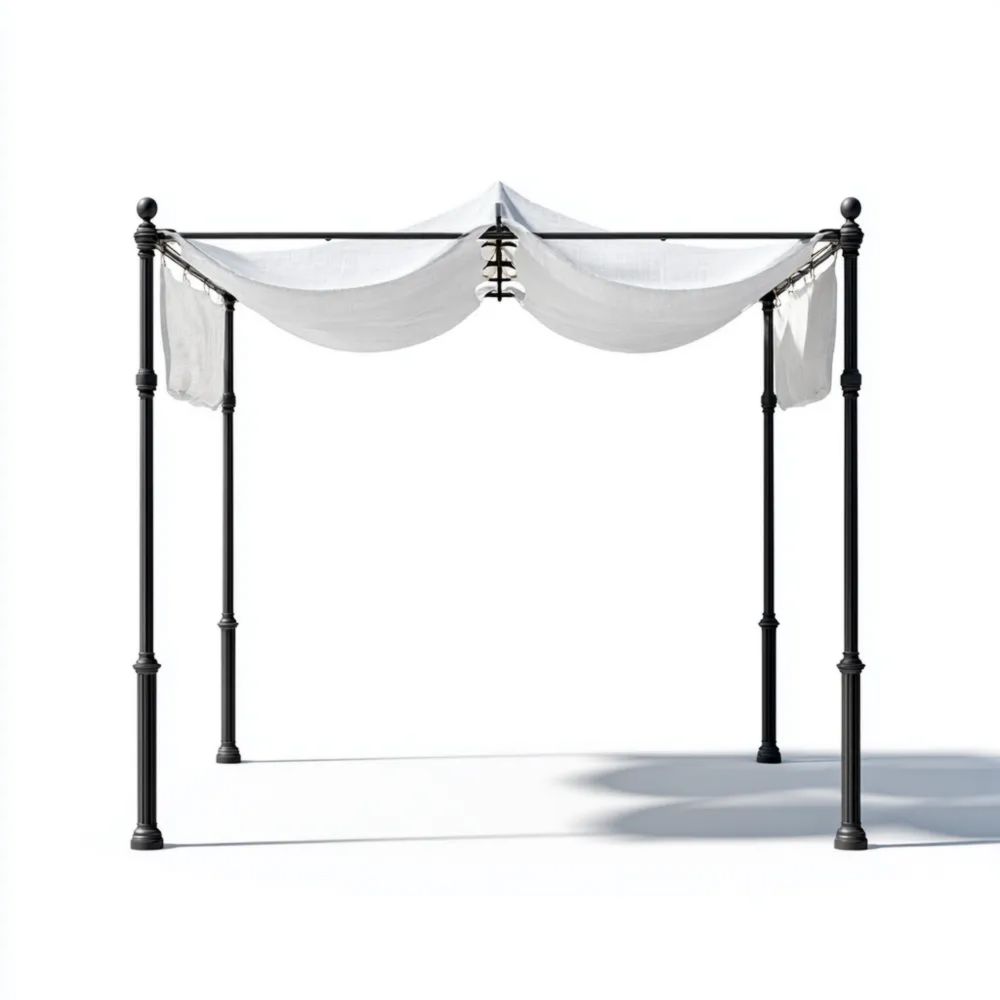 Pergola en métal 3x3x2,5 m avec toit en tissu - Noir/Blanc - Design classique-Decoelivo