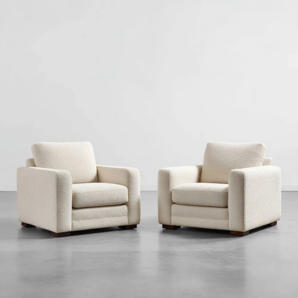 Ensemble de Fauteuils Tissu Bouclé 80x85x75 cm - Crème-Decoelivo