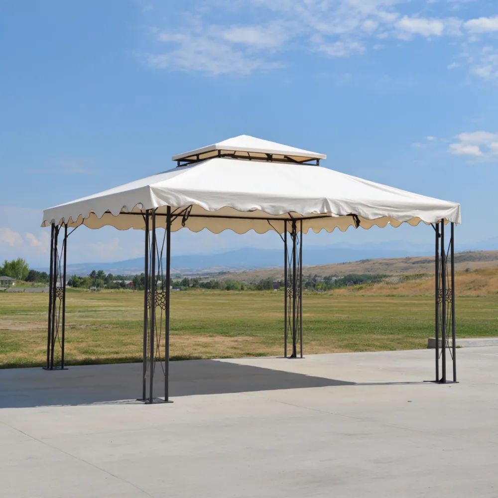 Tonnelle de Jardin en Métal 4x3x2,7 m – Beige-Decoelivo