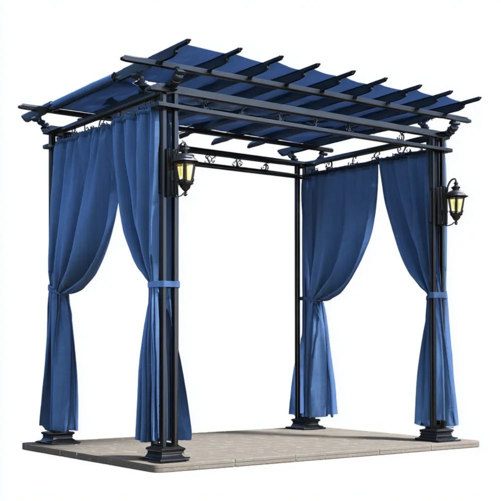 Pergola d'extérieur Métal 4x3x2,8 mètres – Bleu – Design Classique-Decoelivo