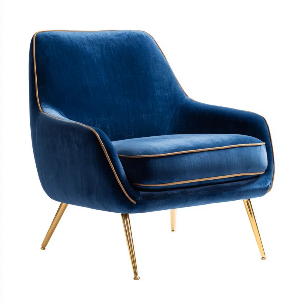 Fauteuil en velours 78x70x80 cm – Bleu – Design contemporain-Decoelivo