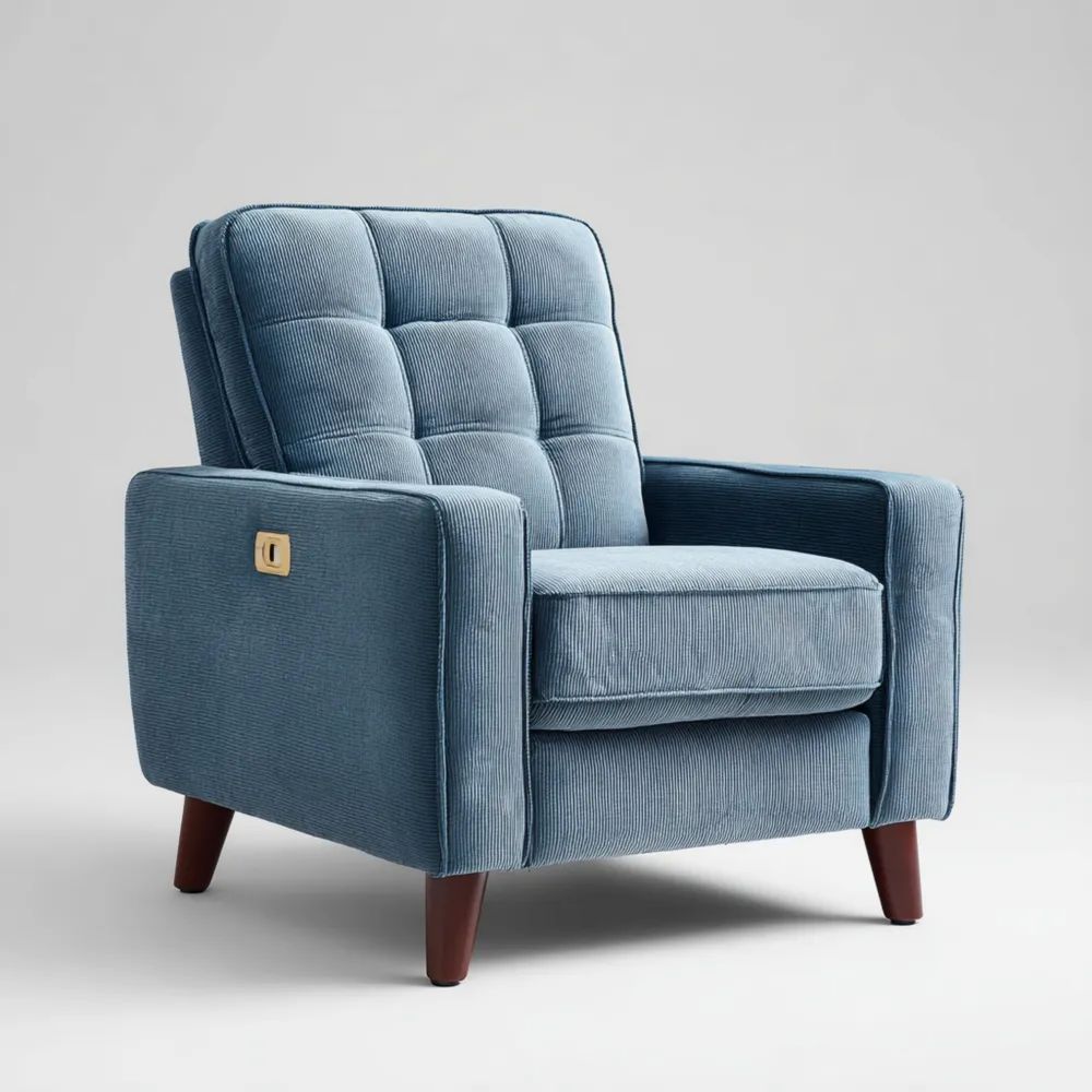 Fauteuil en velours côtelé 75x80x90 cm - Bleu-Decoelivo